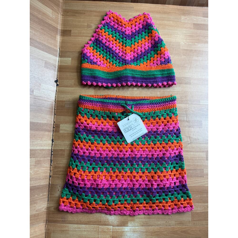 Beach Riot Carmen outfit Top/Alita Skirt, Technicolor Rays, size 9/10